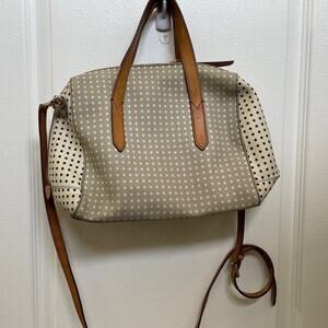 Fossil handbag gray and white dotted canvas